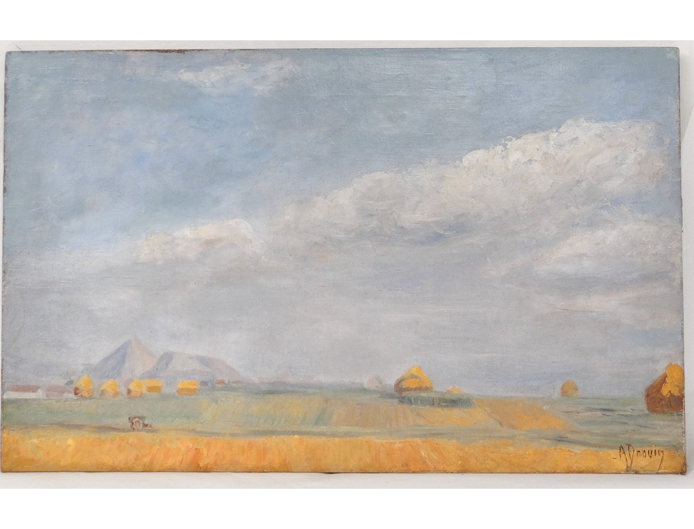 Tableaux Anciens Paysages, Lac de Chambly, département du Jura, Didier Pouget peintre français du XXème siècle