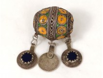 Tagmout ball necklace Tiznit Morocco Anti Atlas silver enamel pieces XX