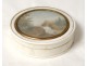 Round box painted miniature waterfall XIXth romantic landscape character