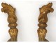 Pair tiebacks carved wooden decorations curtains torches Napoleon III XIXth