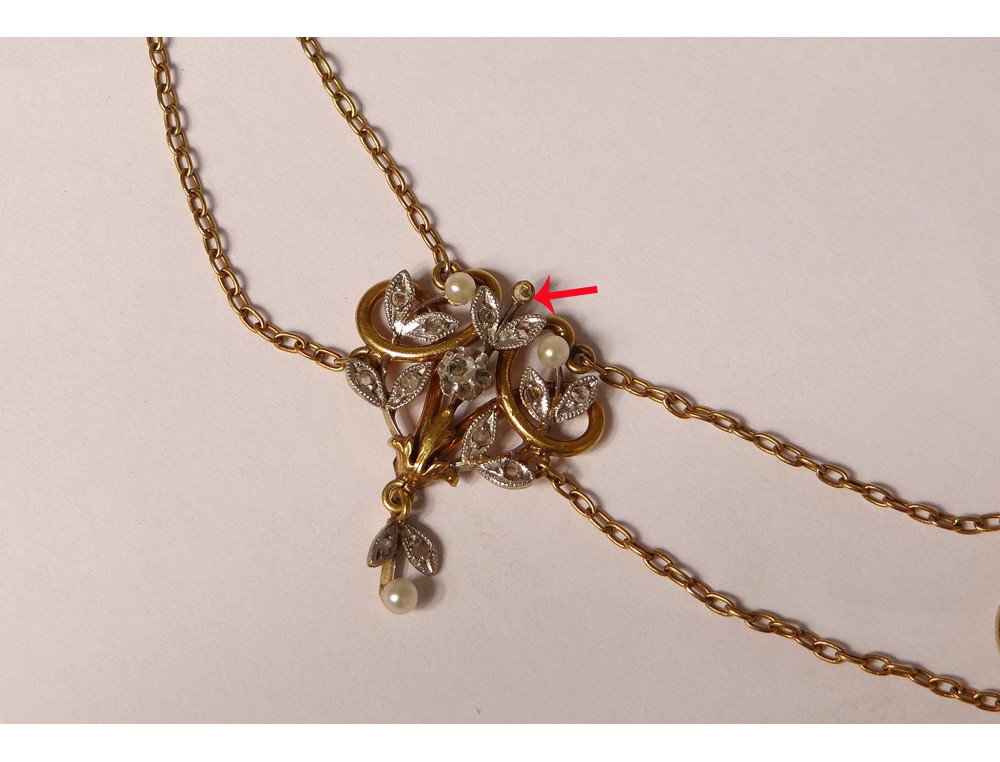 Collier Or Gris 18K Avec 12 Perles De Culture - XXe Siècle - Occasion - Bijou Fin