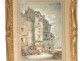 Watercolor painting Charles Huard characters twentieth century Normandy town