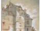 Watercolor painting Charles Huard characters twentieth century Normandy town