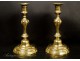 Pair of gilt bronze candlesticks Regency eighteenth