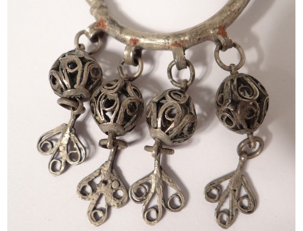 Boucles D'oreilles Berbères Anciennes Du Maroc - Bijou Ethnique Probablement XXe Siècle