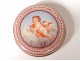 Small box gold metal enamelled round pill putti putti nineteenth dove