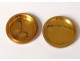 Small box gold metal enamelled round pill putti putti nineteenth dove