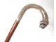 Cane former head pommel silver antique wood cane nineteenth lion