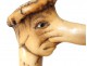 Old wooden cane Popular Art grotesque character stag horn cane XIX