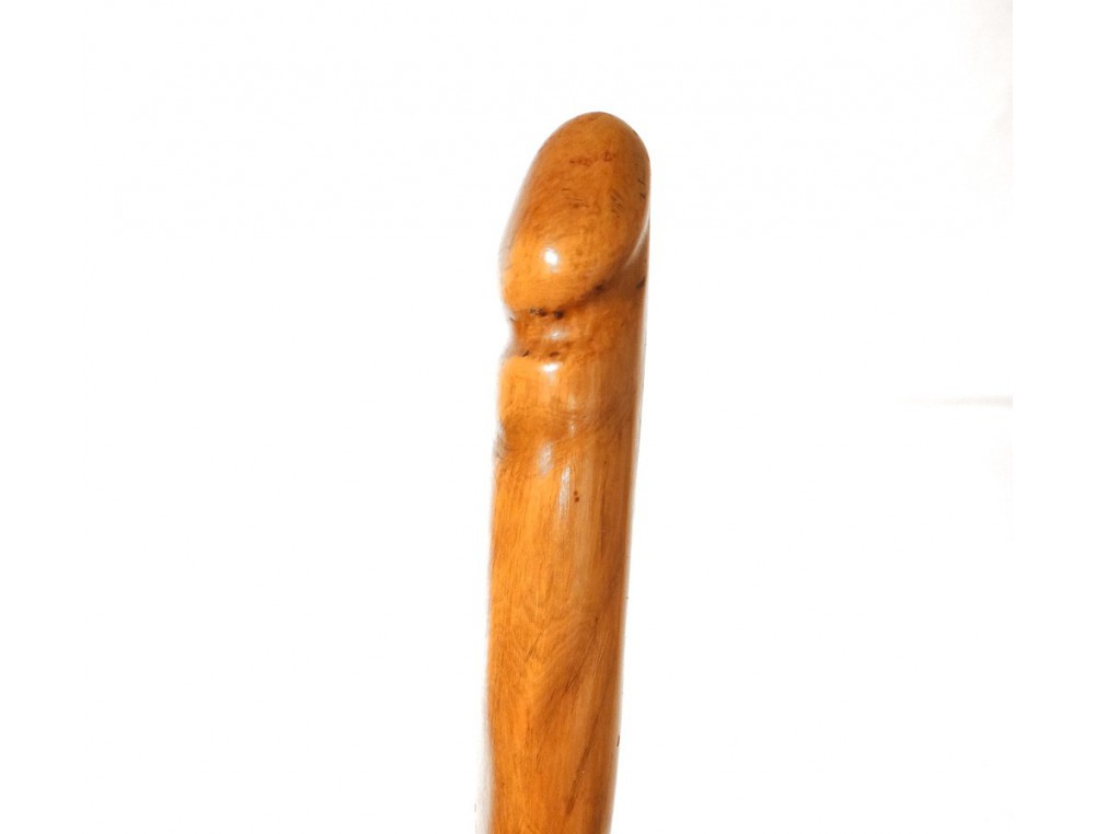 Old Wooden Pommel Hand Phallus French Antique Cane Xix