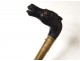 Grainetier system cane carved golden brass pommel horse head XX