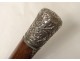 Umbrella system wood cane pommel silver metal cane ancient XIX