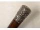 Umbrella system wood cane pommel silver metal cane ancient XIX