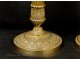 Pair of gilt bronze candlesticks first Empire nineteenth