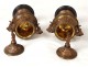 Pair bronze censers bird dog fruit nineteenth marble sculptor Cana