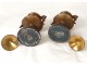 Pair bronze censers bird dog fruit nineteenth marble sculptor Cana