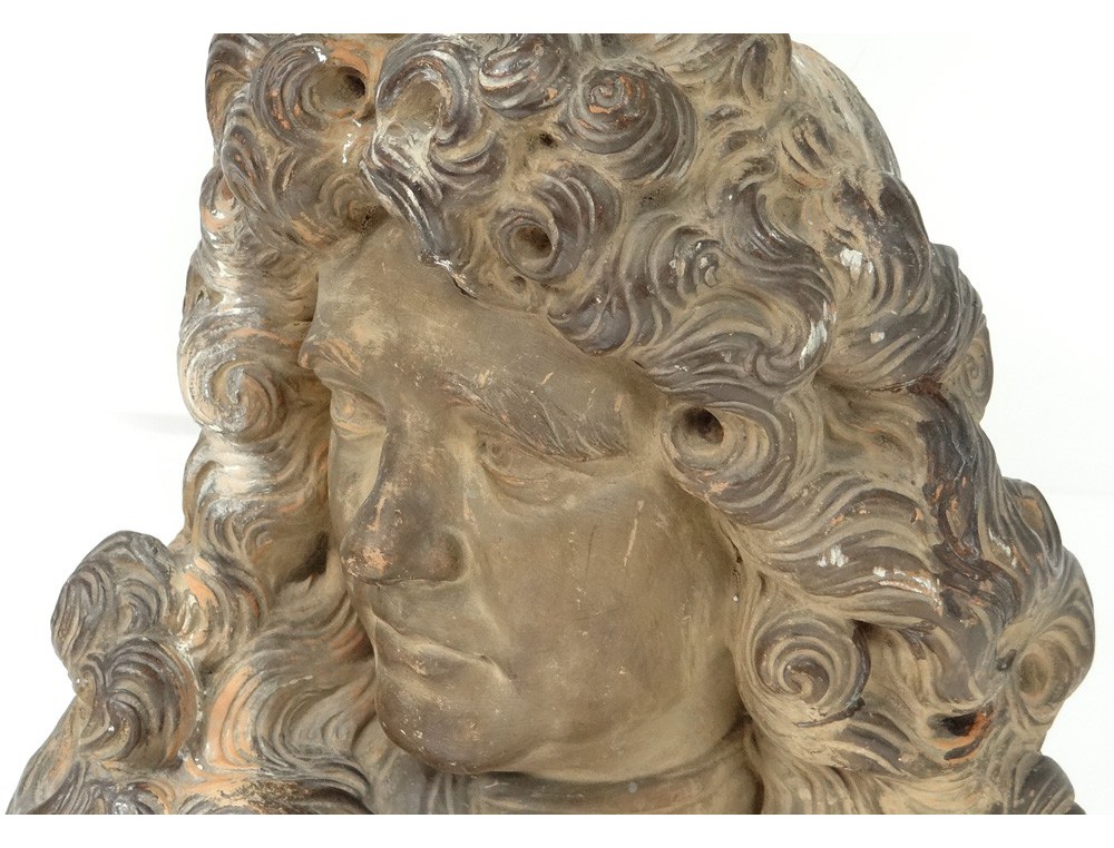 Human Clay Bust noble aristocrat Minister Louis XVIII century