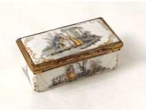 Small enamel box gray characters eighteenth romantic ruins scene