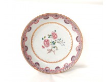 Hollow plate porcelain pink flowers India Company eighteenth century family