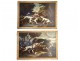 Pair HST scenes wolf hunting boar dogs French School Eighteenth