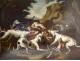 Pair HST scenes wolf hunting boar dogs French School Eighteenth