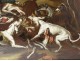 Pair HST scenes wolf hunting boar dogs French School Eighteenth
