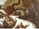 Pair HST scenes wolf hunting boar dogs French School Eighteenth