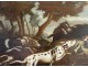 Pair HST scenes wolf hunting boar dogs French School Eighteenth