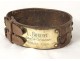 Leather hunting dog collar antique brass Bordat Meillant Cher collar XX