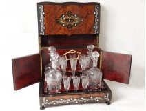 Cellar magnifying glass liquor decanters amboine inlaid pearl Baccarat NapIII XIX
