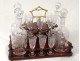 Cellar magnifying glass liquor decanters amboine inlaid pearl Baccarat NapIII XIX