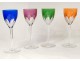 8 wine glasses Rhine cut crystal Baccarat France Genova color XX