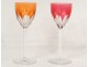 8 wine glasses Rhine cut crystal Baccarat France Genova color XX