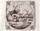 Delft earthenware tile manganese cow dairy farm female eighteenth century