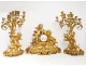 Trim pendulum fireplace candelabra bronze putti Amours Napoleon III 19th