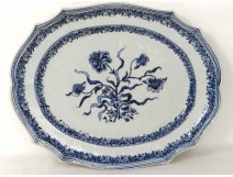 Company flat porcelain white-blue flowers Kangxi Indies eighteenth century