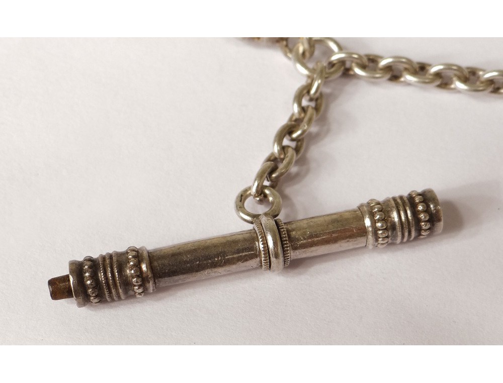 Chatelaine De Montre à Gousset En Argent Massif Avec Clé Tête De Sanglier - Occasion