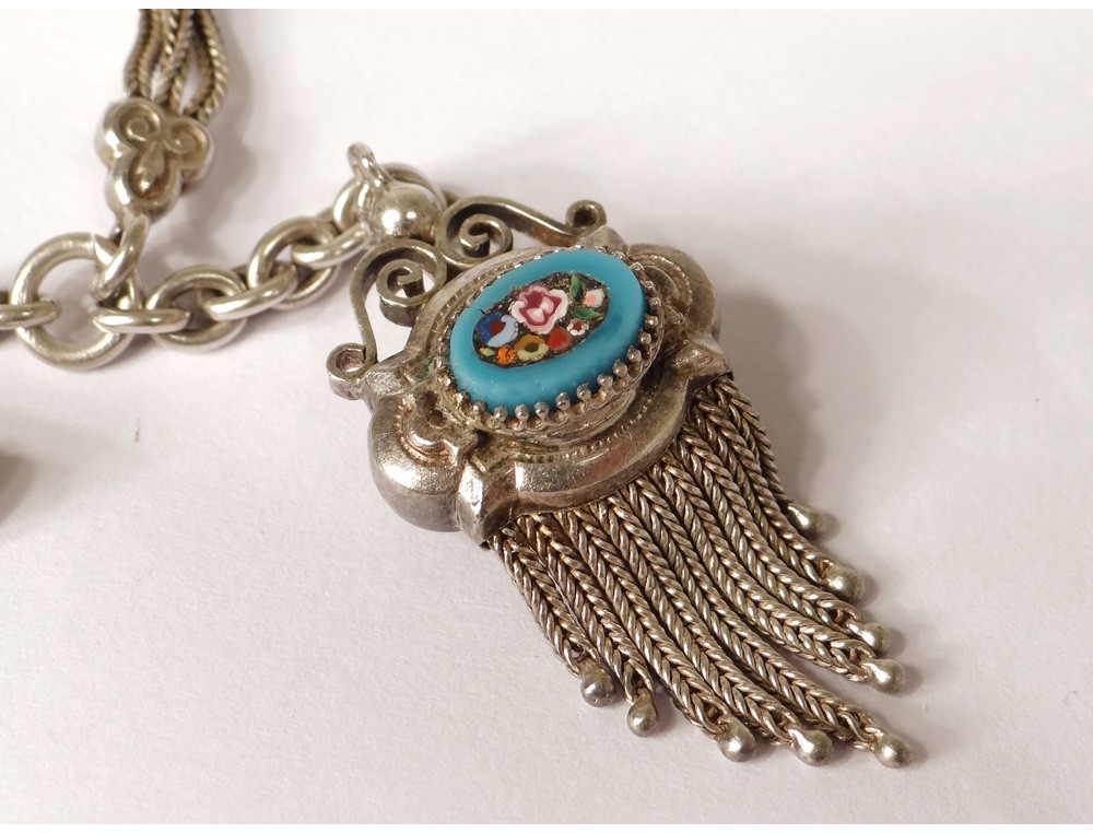 Châtelaine Chaîne De Montre Gousset/boutonnière Argent Massif