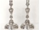 Pair of Louis XV bronze candlesticks torches shells silver candlestick 18th