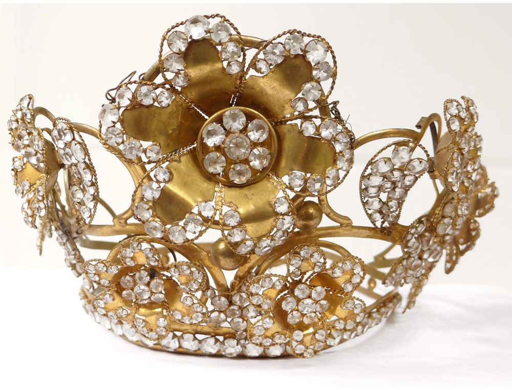 Couronne Religieuse XIXe Siècle - Laiton Et Strass - France - Saint