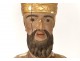 Carved wooden polychrome gilt reliquary bust reliquary Bishop Saint XVIIIè