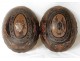 2 half coconut carved gourds convict labor Guiana Cayenne XIX