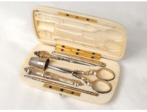 Sewing necessary ivory silver gilt scissors knife nineteenth propelling pencils