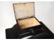 Small wooden cabinet drawers secret hiding blackened brass seventeenth century