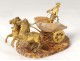 Small gilt bronze marble sculpture ancient chariot horses nineteenth hitch