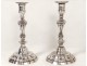 Pair candlesticks silvered bronze candlesticks Regency Flowers Shells Eighteenth