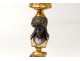 Pair candlesticks bronze bust ancient woman NapIII nineteenth column Barbedienne
