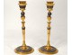 Pair candlesticks bronze bust ancient woman NapIII nineteenth column Barbedienne