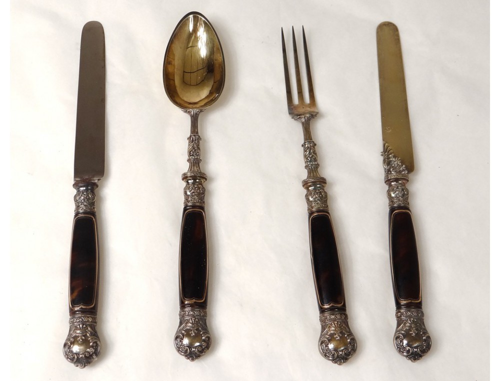 LOT DE 3 COUTEAUX EN ARGENT XIXEME OLD SILVER KNIFES