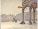Watercolor view of Arras Grand Place Heroes arcades signed twentieth century Paris